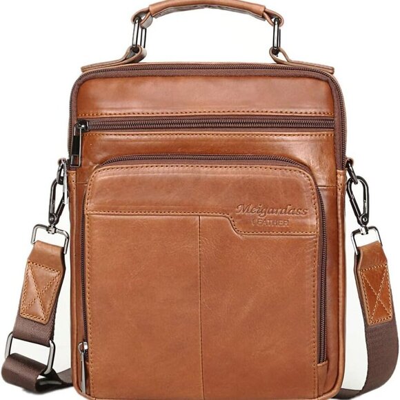 Men's Genuine Leather Messenger Shoulder Bag Handbag CrossBody Briefcase - Picture 1 of 7